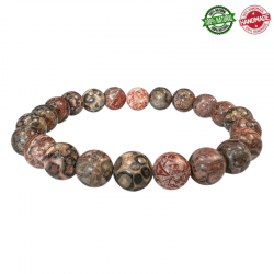 Bracciale Diaspro Leopardo perle pietra naturale da 8mm - Qualità AB