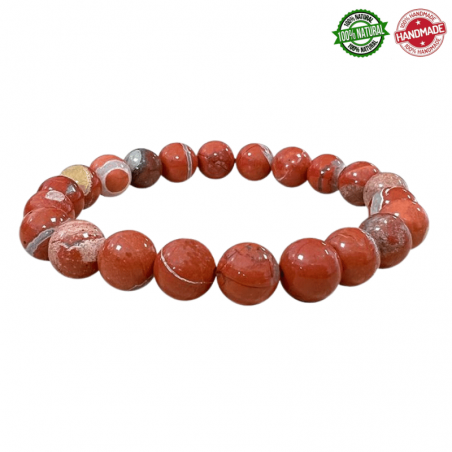 Braccialetto Diaspro Rosso perle da 8mm in Pietra Naturale - Qualità A