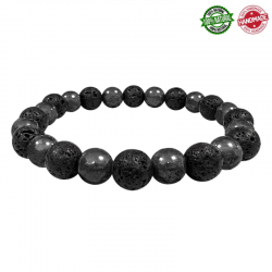 Braccialetto Ematite e Pietra Lavica perle in pietra naturale da 8mm - Qualità AB
