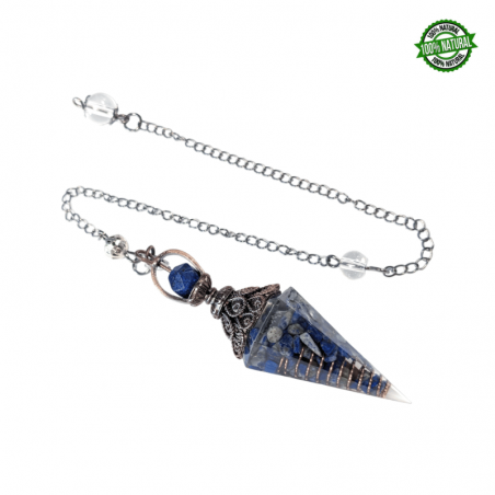 Lapislazzuli Pendolo in Orgonite Sfaccettata (± 65 x 20mm) con Catena da 23cm