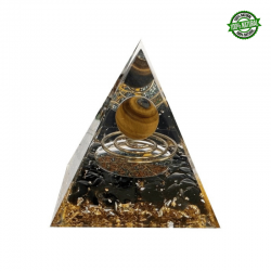 Piramide Orgonite con Occhio di Tigre, Ossidiana Nera, Spirale e Albero della Vita - (60 x 60 x 60mm) 2
