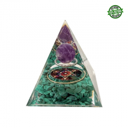 Piramide Orgonite con Ametista, Malachite e Metatron - (60 x 60 x 60mm) 2