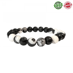 Braccialetto Diaspro Zebra perle in pietra naturale da 8mm - Qualità AB