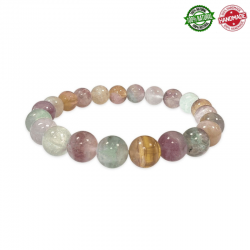 Braccialetto Fluorite Multicolore perle pietra naturale da 8mm - Qualità AA