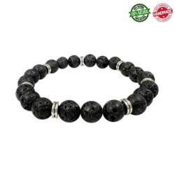 Bracciale Pietra Lavica perle da 8mm Pietra Naturale - Qualità AB