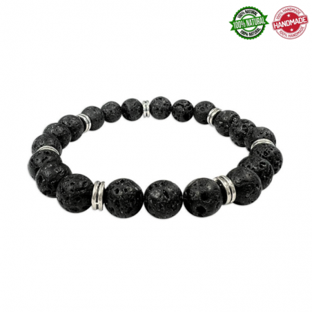 Bracciale Pietra Lavica perle da 8mm Pietra Naturale - Qualità AB