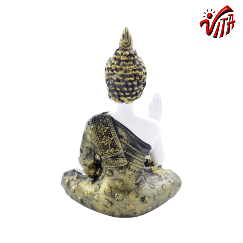 Buddha Statuetta in resina Portacandele (± 11 x 8 x 9cm) - Bianco