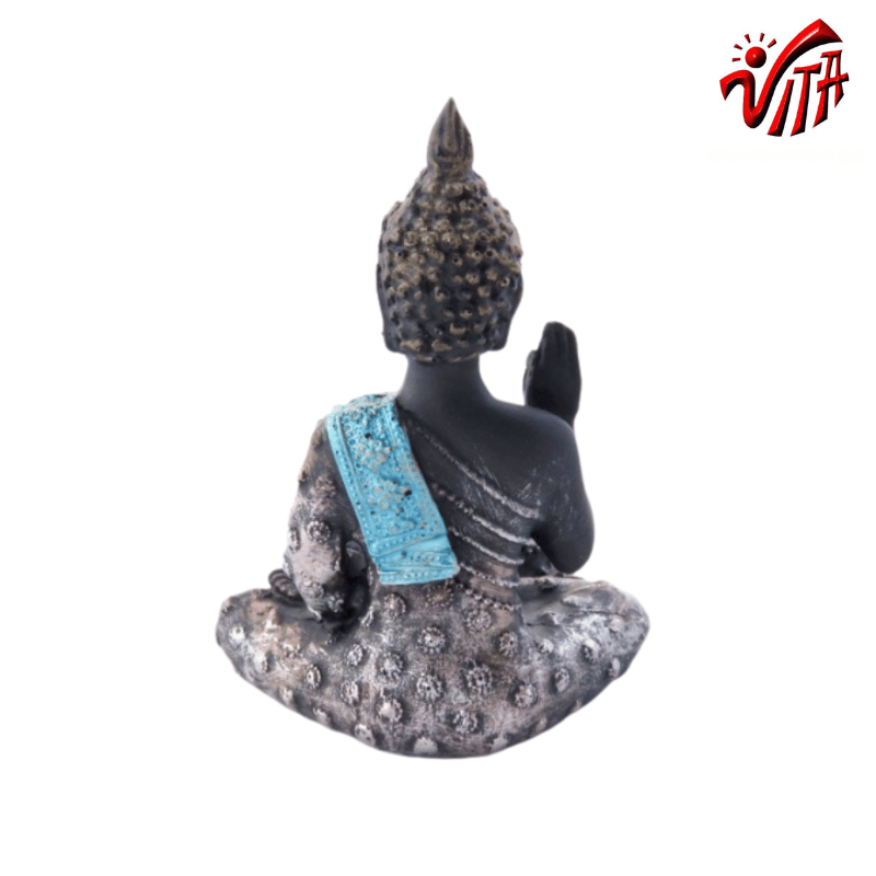 Buddha Statuetta in resina Portacandele (± 11 x 8 x 9cm) - Nero