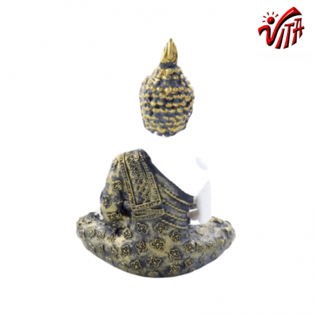 Buddha Meditazione Statuetta in resina Portacandele (± 11 x 8 x 9cm) - Bianco