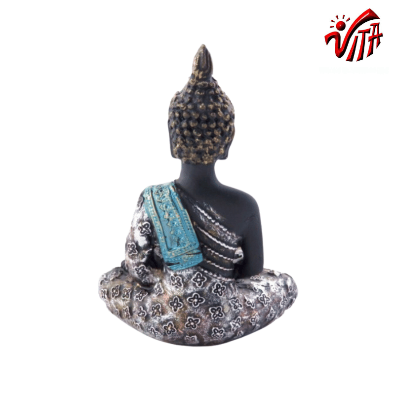 Buddha Meditazione Statuetta in resina Portacandele (± 11 x 8 x 9cm) - Nero
