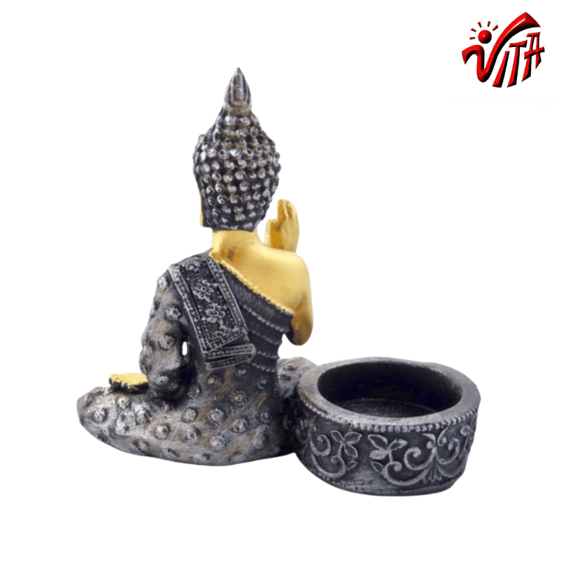 Benedizione di Buddha Statuetta in resina Portacandele - (± 11 x 11 x 6cm)