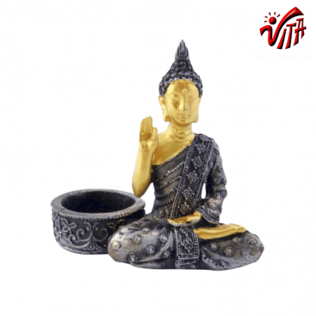 Benedizione di Buddha Statuetta in resina Portacandele - (± 11 x 11 x 6cm)
