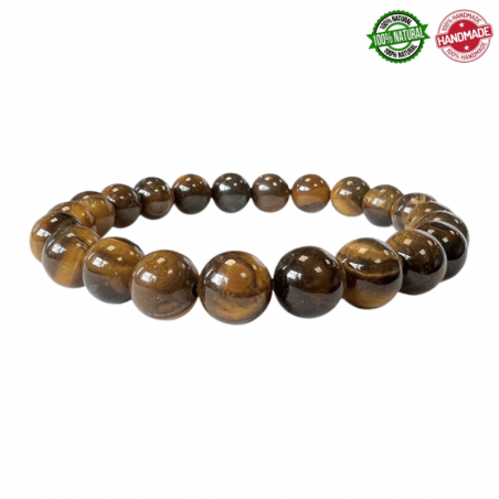 Braccialetto Occhio di Tigre perline pietra naturale da 8mm