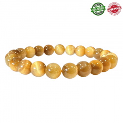 Braccialetto Occhio di Tigre d'Oro perle in pietra naturale da 8mm - Qualità AA