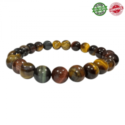 Braccialetto Occhio di Tigre Multicolore perle in pietra naturale da 8mm - Qualità A