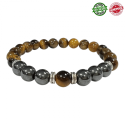 Braccialetto Occhio di Tigre, Ematite perline pietra naturale da 8mm - Qualità A