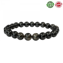 Braccialetto Ossidiana Nera Dorata perle in pietra naturale da 8mm - Qualità A