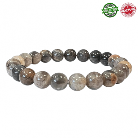 Braccialetto Pietra di Luna Nera perle naturali da 8mm - Qualità A