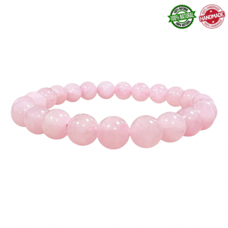 Bracciale Quarzo Rosa perle in pietra naturale da 8mm - Qualità AB