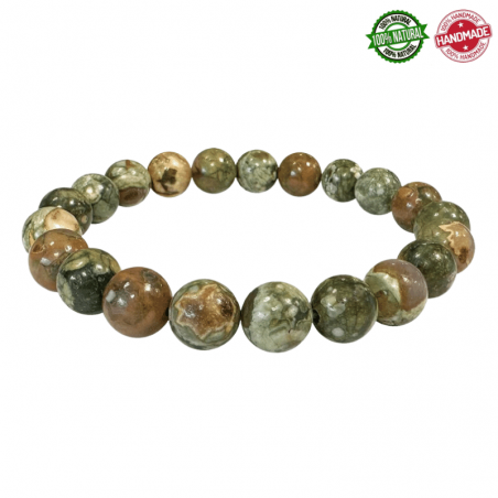 Bracciale Riolite perle in pietra naturale da 8mm - Qualità A