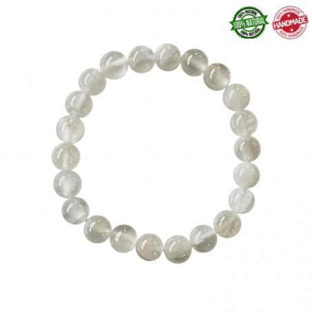 Braccialetto Selenite Occhio di Gatto perle in pietra naturale da 8mm - Qualità AA