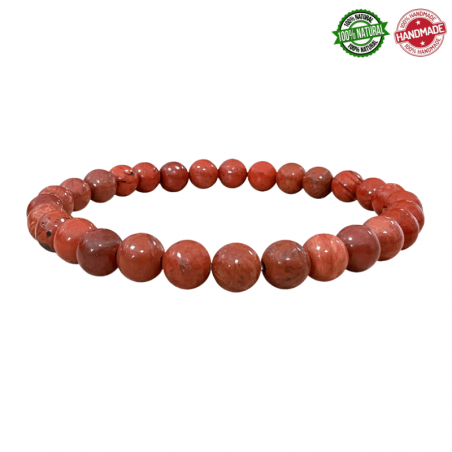 Braccialetto Diaspro Rosso perline da 6mm in Pietra Naturale - Qualità A