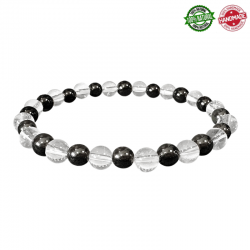 Braccialetto Ematite e Cristallo di Rocca perline in pietra naturale da 6mm - Qualità A