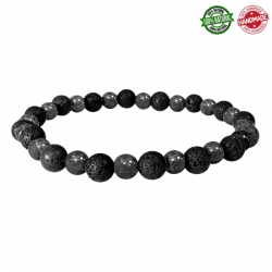 Braccialetto Ematite e Pietra Lavica perline in pietra naturale da 6mm - Qualità AB