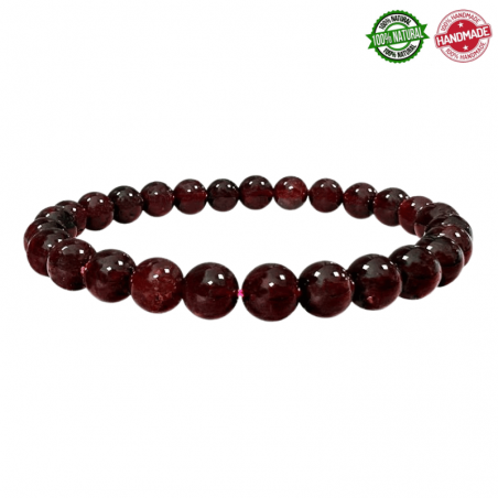 Braccialetto Granato Rosso perline in pietra naturale da 6mm - Qualità AA