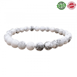Braccialetto Howlite perline in pietra naturale da 6mm - Qualità A