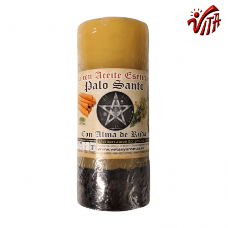 Candela al Palo Santo con anima di Ruda, ideale per purificazione