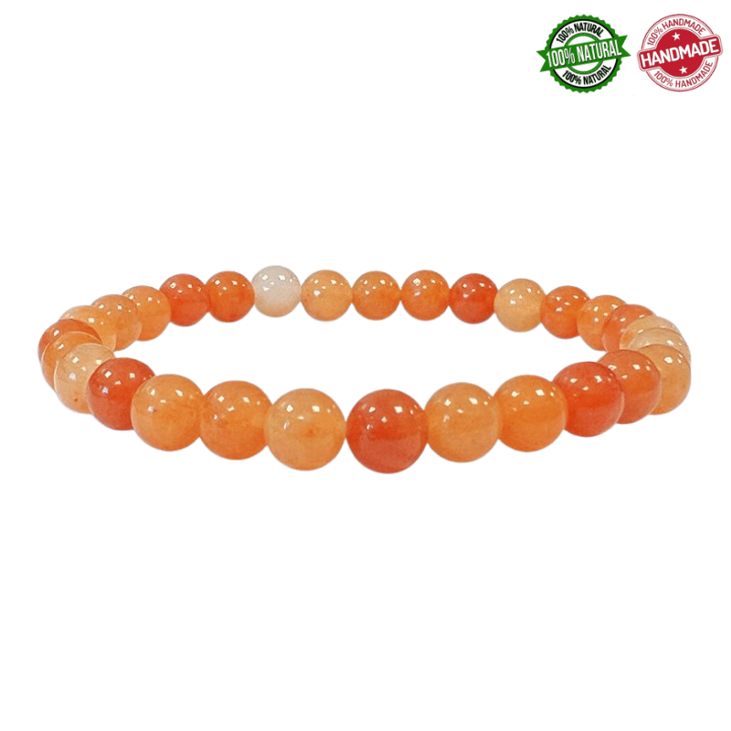 Braccialetto Avventurina arancione perline in pietra naturale 6mm - Qualità A