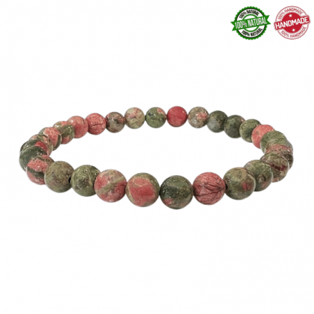 Braccialetto Unakite perline in pietra naturale da 6mm - Qualità AB