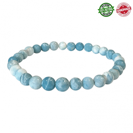 Braccialetto Larimar perline pietra naturale da 6mm - Qualità A
