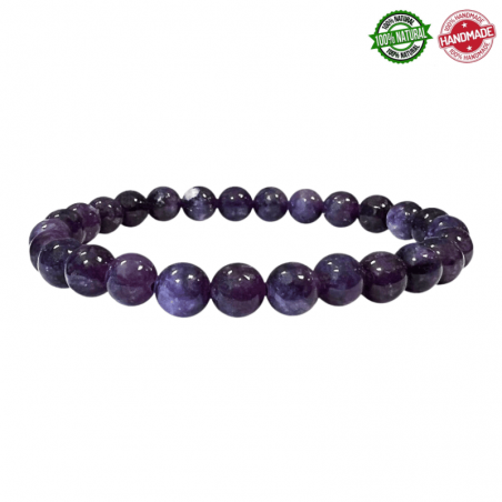Braccialetto Lepidolite Scura perline in pietra naturale da 6mm - Qualità A