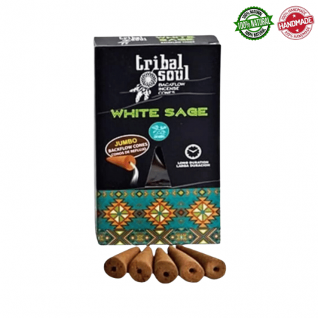 Salvia Bianca 10 Coni Jumbo Incenso a riflusso Tribal Soul White Sage Masala