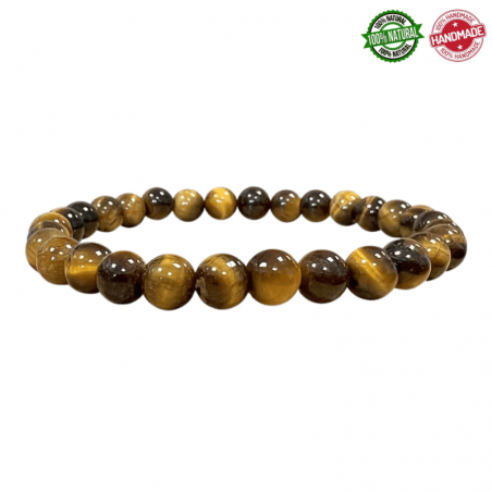 Braccialetto Occhio di Tigre perline pietra naturale da 6mm - Qualità A