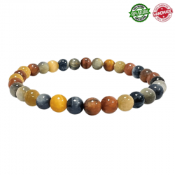 Braccialetto Occhio di Tigre Multicolore perline pietra naturale da 6mm - Qualità AAA