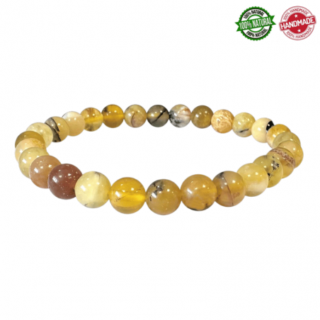 Braccialetto Opale Giallo perline pietra naturale da 6mm - Qualità AB