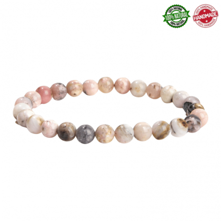 Braccialetto Opale Rosa perline pietra naturale da 6mm - Qualità AB