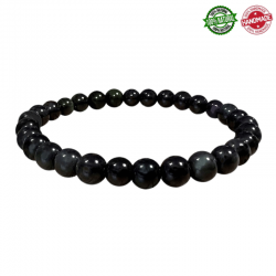 Braccialetto Ossidiana Occhio Celeste perline in pietra naturale da 6mm - Qualità A