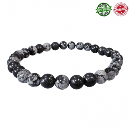 Braccialetto Ossidiana Nera perline in pietra naturale da 6mm - Qualità A
