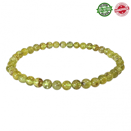 Braccialetto Peridoto perline in pietra naturale da 4,5/5,5mm - Qualità A