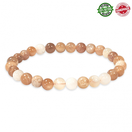 Braccialetto Pietra di Luna multicolore perline naturali da 6mm - Qualità AB