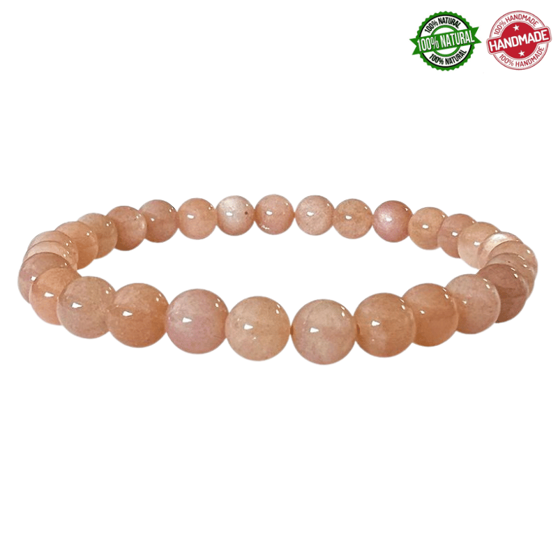 Braccialetto Pietra di Luna Rosa perline in pietra naturale da 6mm - Qualità A