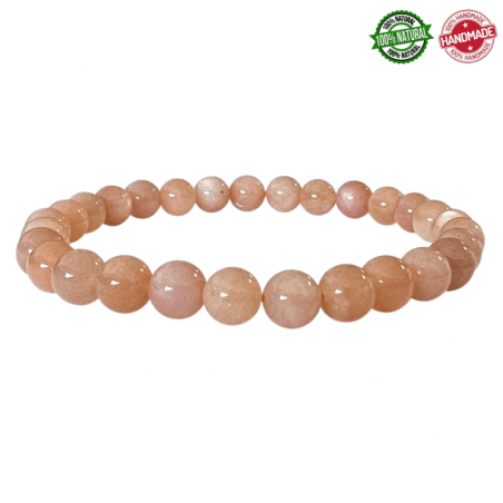 Braccialetto Pietra di Luna Rosa perline in pietra naturale da 6mm - Qualità A