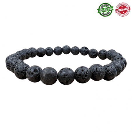 Braccialetto Pietra Lavica perline Naturali da 6mm - Qualità AB