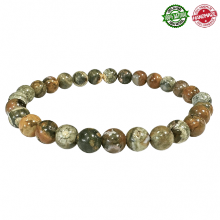 Braccialetto Riolite perline in pietra naturale da 6mm - Qualità A