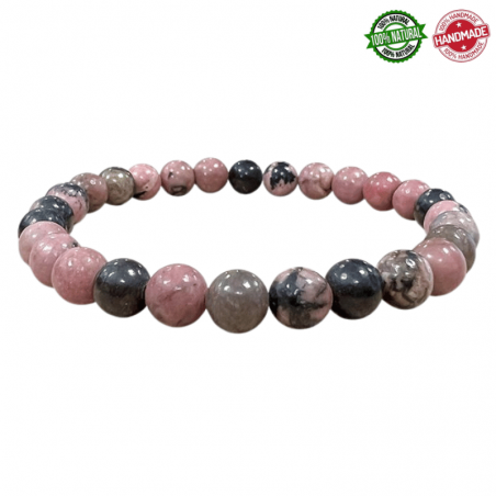 Braccialetto Rodonite perline pietra naturale da 6mm - Qualità AB