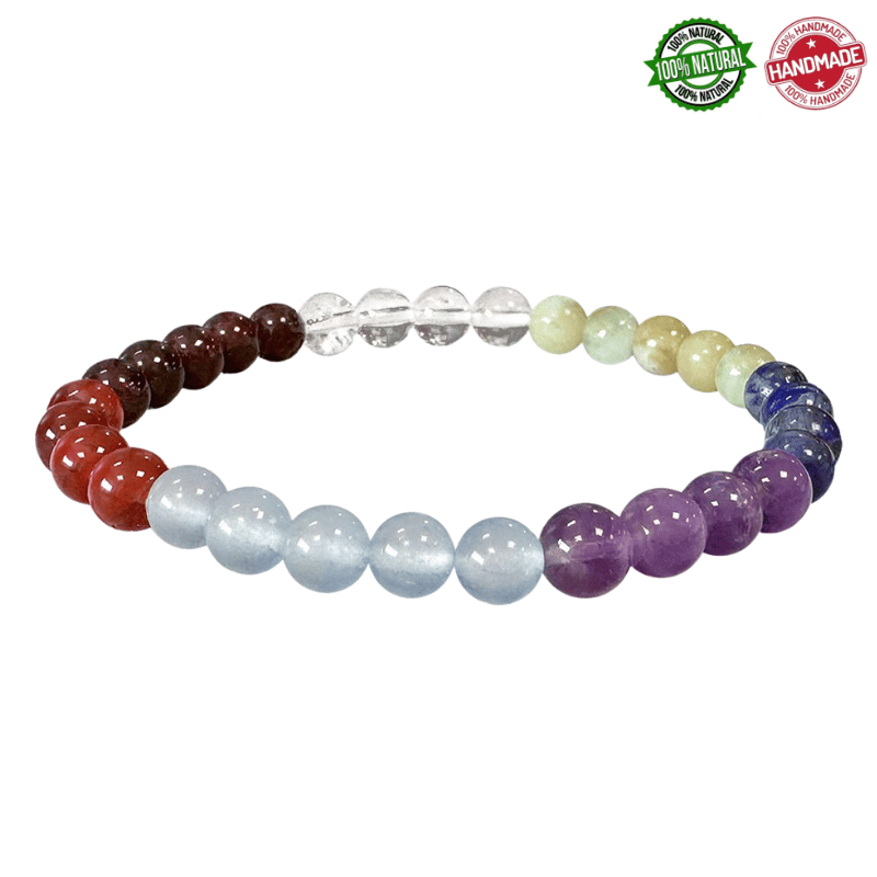 Braccialetto 7 Chakra perline pietra naturale da 6mm - Qualità A
